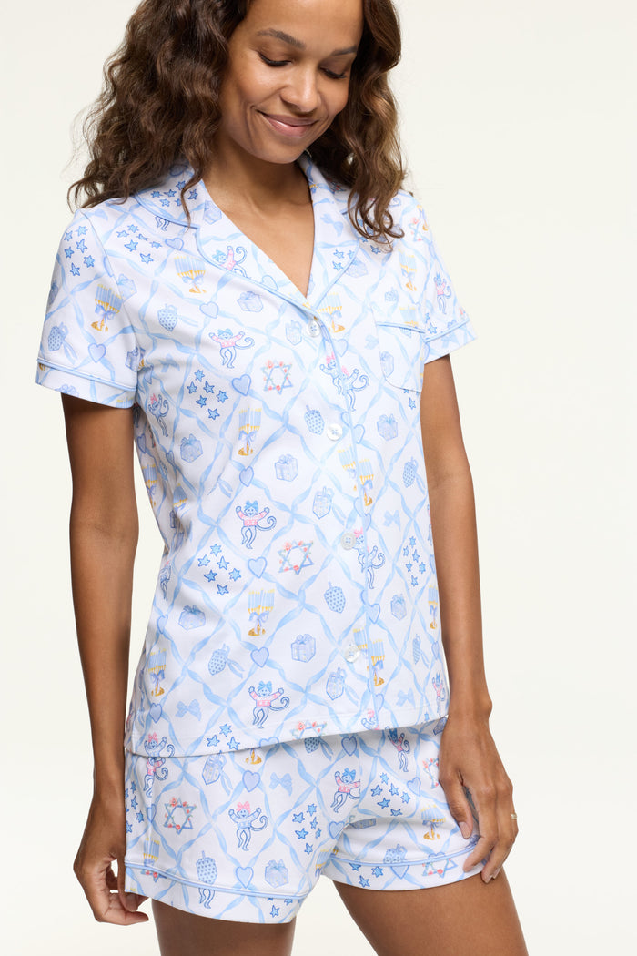 LoveShackFancy x Roller Rabbit Starry Nights Lattice Polo Pajamas