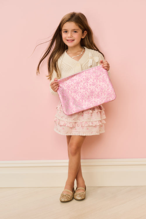 STATE x LoveShackFancy Metallic Bow Pouch