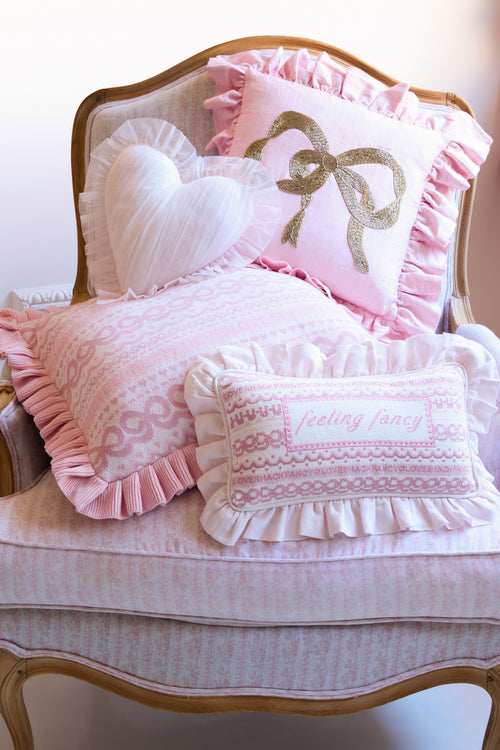 Tulle Ruffle Heart Pillow