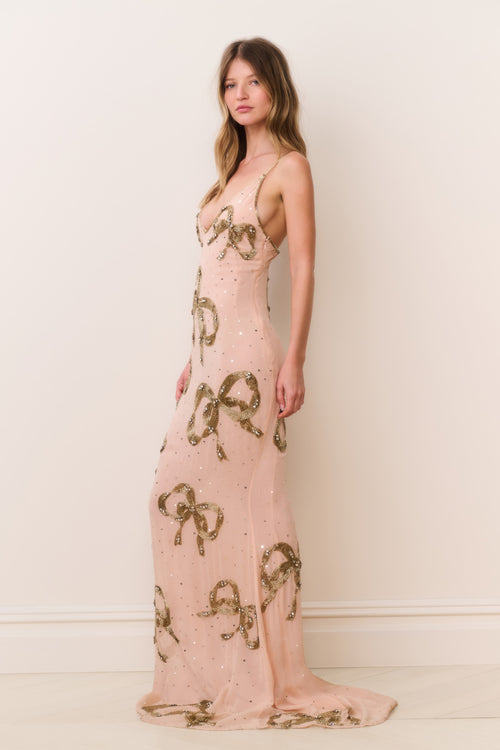 Berisa Beaded Bow Maxi Dress