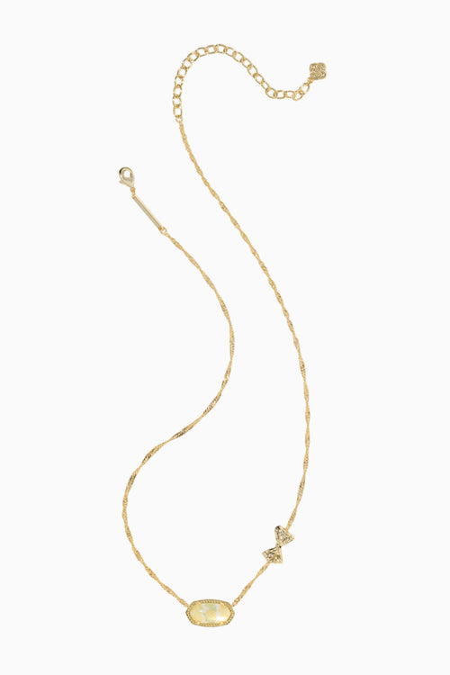 Gold necklace with a pendant on a white background