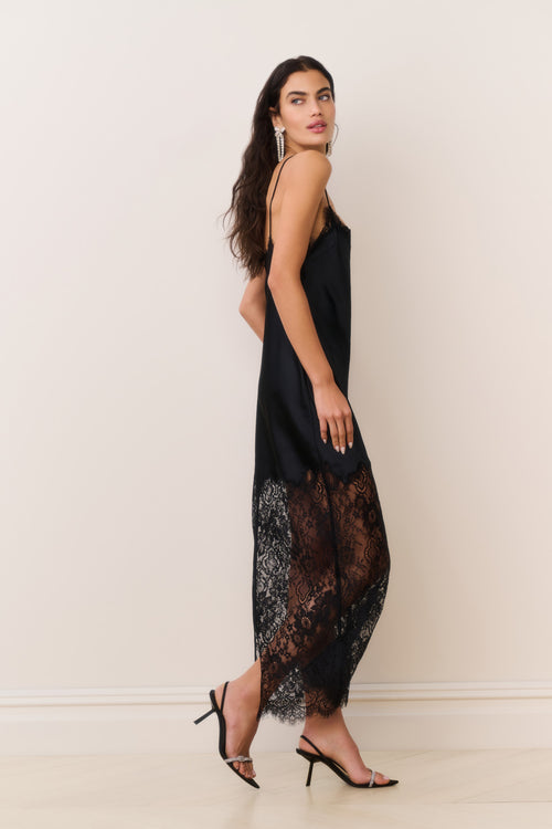 Circe Satin Lace Maxi Dress