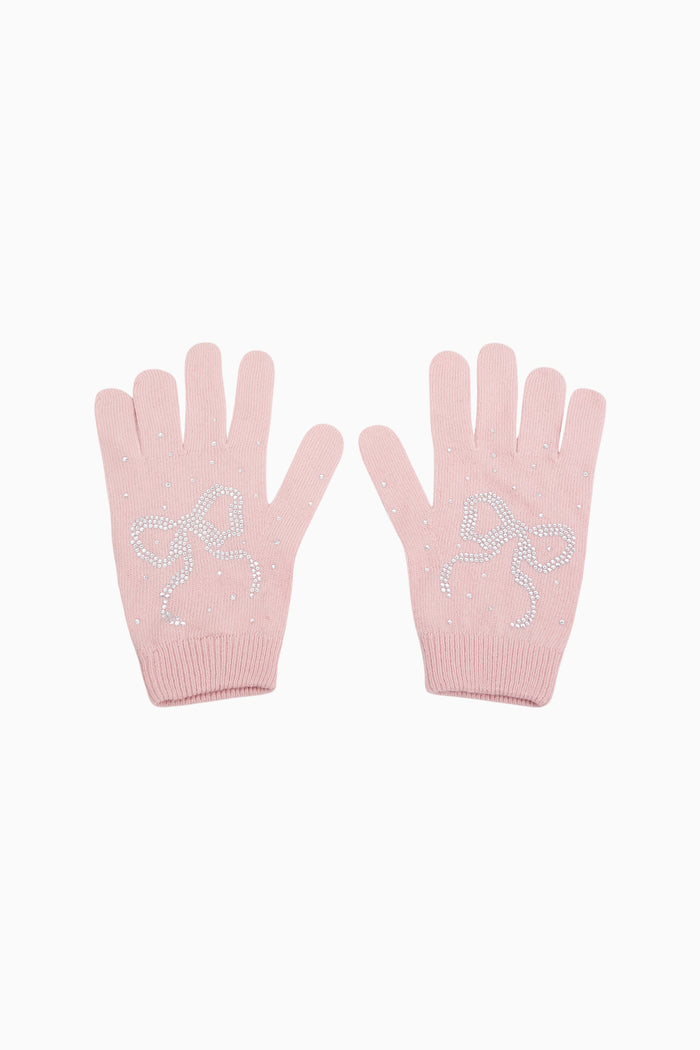 Coline Rhinestone Bow Wool-Blend Gloves