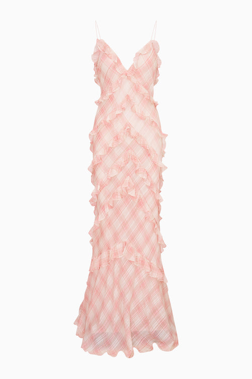 Ellietta Tartan Ruffle Maxi Dress
