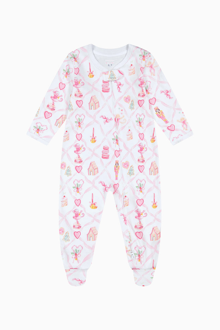 LoveShackFancy x Roller Rabbit Infant Sugarplum Lattice Zipper Footie