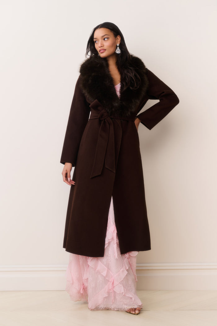 Kenzia Faux Fur Collar Wool Coat