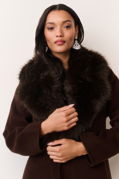 Kenzia Faux Fur Collar Wool Coat
