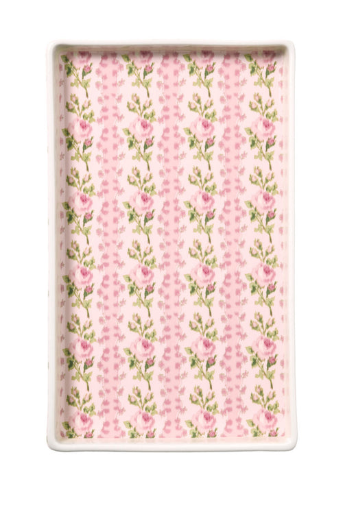 IKAT PRINT PINK FLORAL BATHROOM TRAY