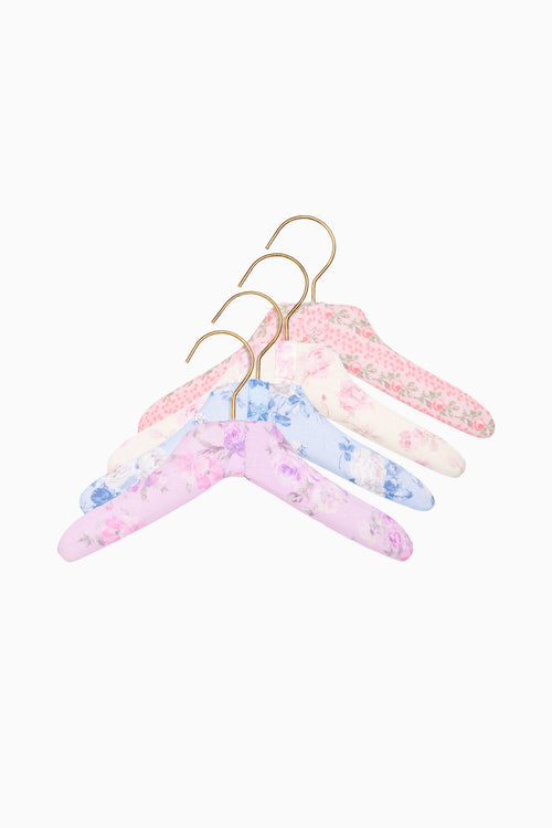 Heirloom Print Fabric Kids Hangers - Set Of 4