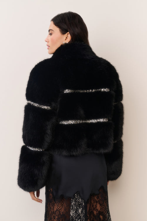 Manby Embellished Faux Fur Jacket
