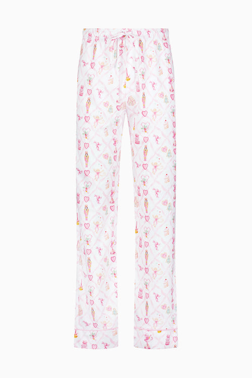 LoveShackFancy x Roller Rabbit Mens Sugarplum Lattice Long Sleeve Polo Pajamas