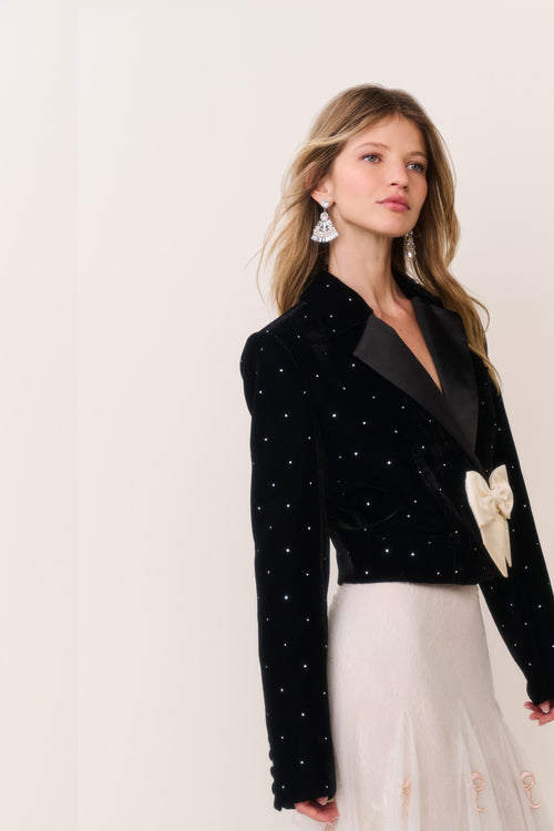 Orlisa Cropped Velvet Blazer