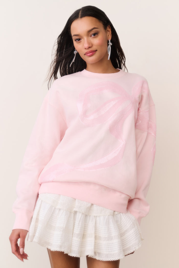 Palo Sequin Bow Fleece Pullover