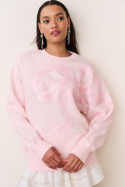Palo Sequin Bow Fleece Pullover