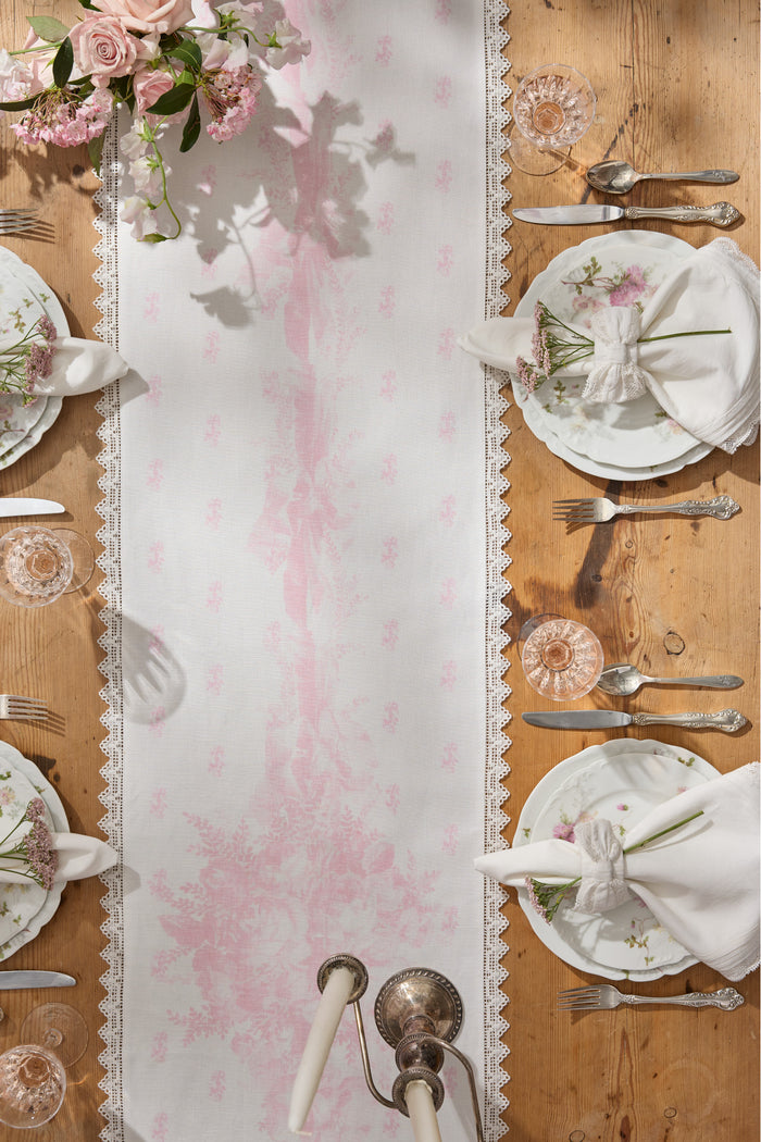 Pink Printed Victorian Table Runner