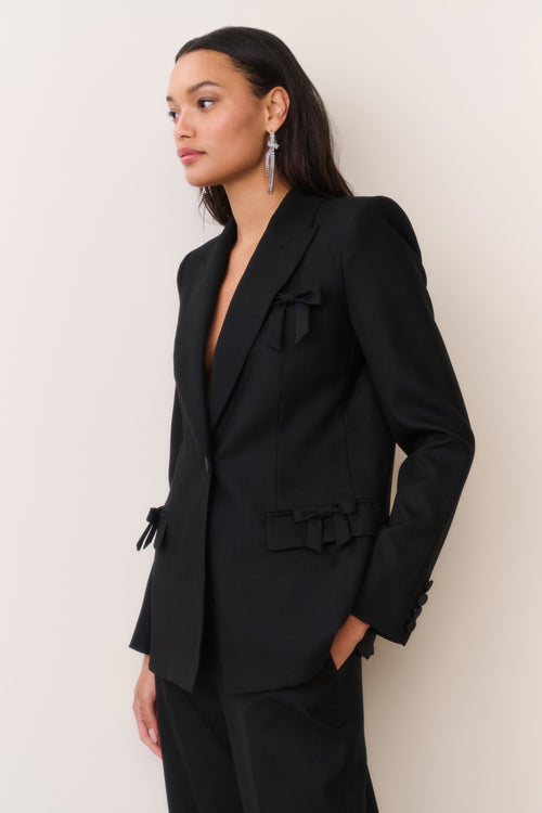 Shayne Wool-Blend Bow-Embellished Blazer