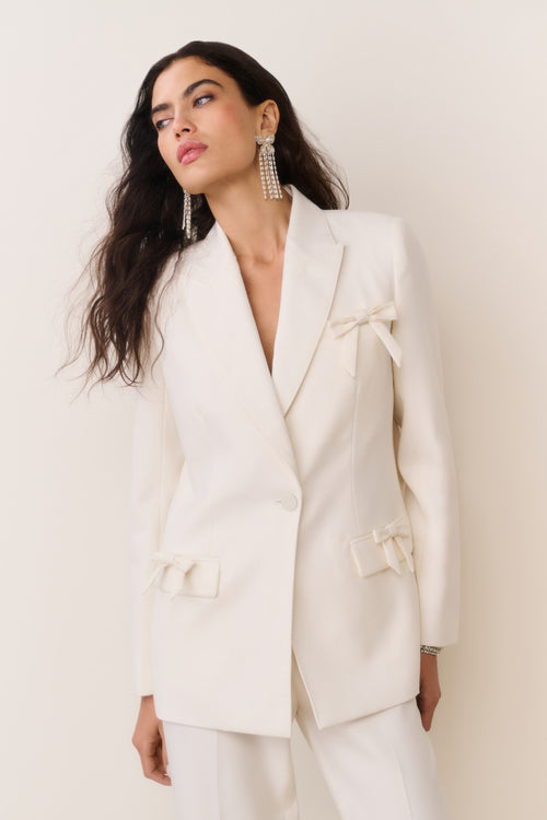 Shayne Wool-Blend Bow-Embellished Blazer