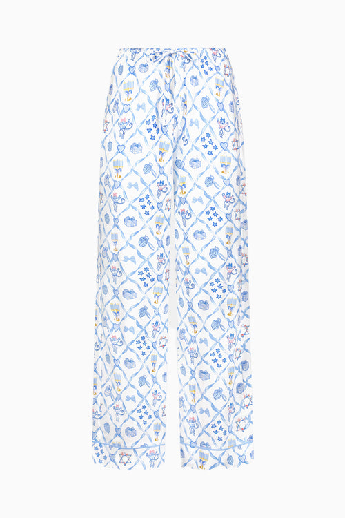 LoveShackFancy x Roller Rabbit Starry Nights Lattice Long Sleeve Polo Pajamas