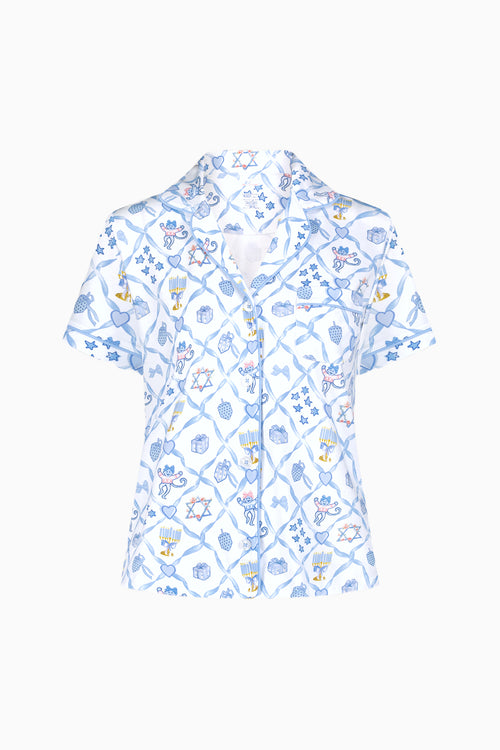 LoveShackFancy x Roller Rabbit Starry Nights Lattice Polo Pajamas