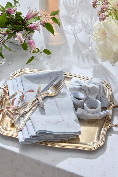Yarn Dye Printed Bow Napkin Rings - Set of 4