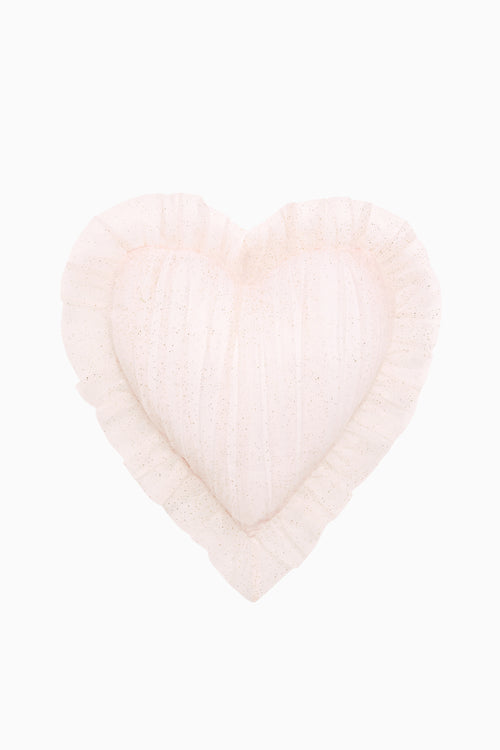Tulle Ruffle Heart Pillow