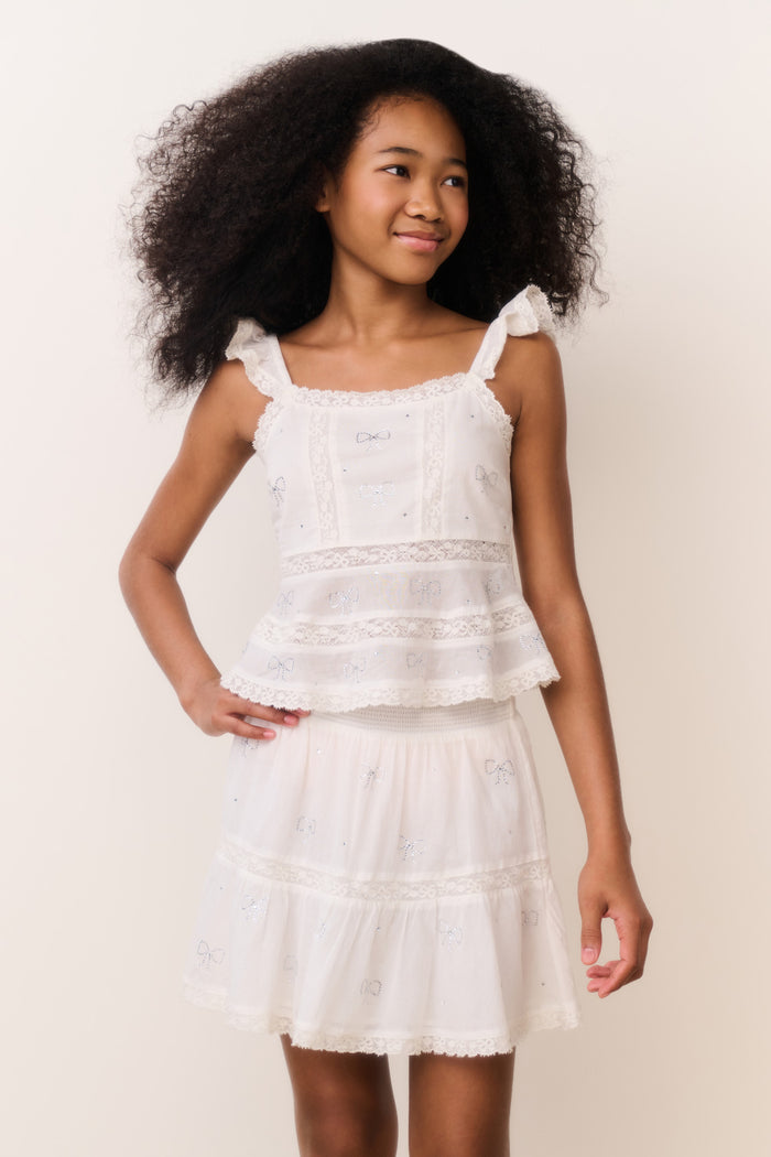 Tween Melsy Crystal Bow Cotton Top